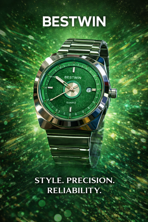 Bestwin Quartz Men’s Watch – Green Dial | Stainless Steel Strap